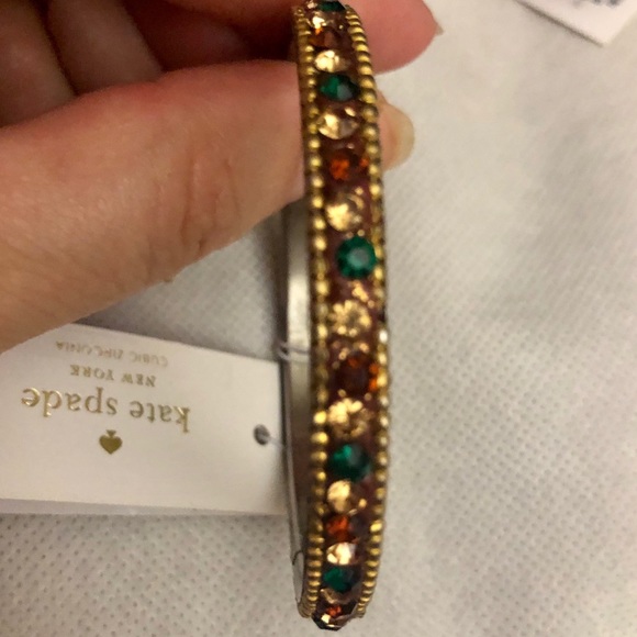 RARE Kate Spade Gold Gems Cubic Zirconia Elegant Edge Bangle Bracelet Petite New - Picture 5 of 16